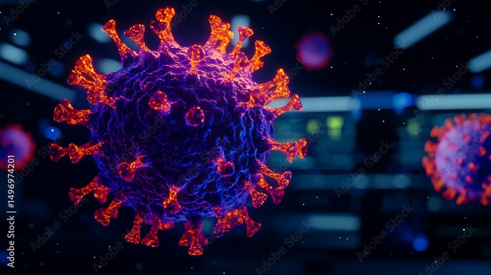 Aufkleber abstract 3d representation of virus structure displaying vivid colors and detailed features under sc