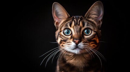 Dramatic Close-Up Shot of Bengal Cat Capturing Emotional Expression