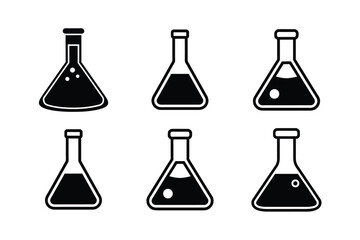 beaker and flask vector set flat icons with clean style thirty three