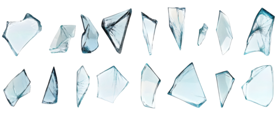 [Transparent Background PNG]Broken Glass Pieces Isolated on White Background