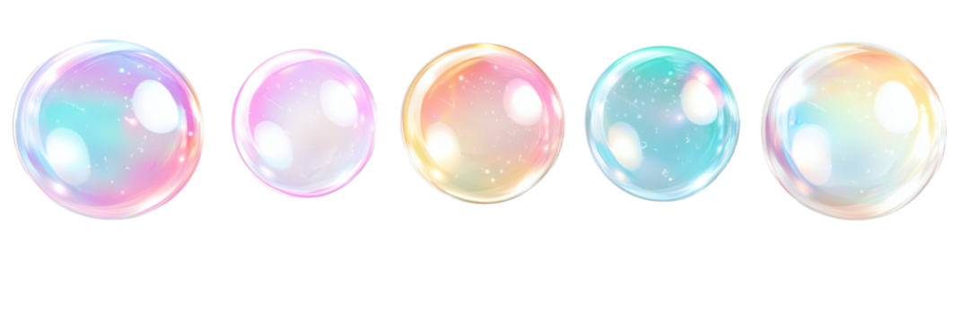 [Transparent Background PNG]Colorful Rainbow Soap Bubbles Illustration