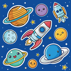 Space theme stickers