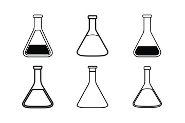 beaker and flask vector set flat icons with clean style twenty six