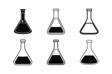 beaker and flask vector set flat icons with clean style twenty seven