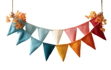 [Transparent Background PNG]Colorful Triangular Bunting Garland Decoration