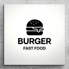Fototapeta premium A vibrant fast food poster with a chef hat icon, burger illustration, and restaurant menu design