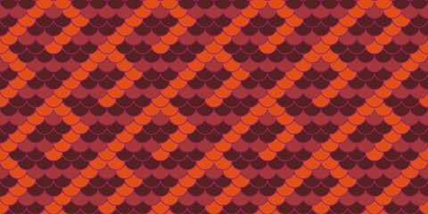 Abstract seamless pattern.  Vibrant orange and maroon scales create a textured, geometric design. Ideal for textile prints, website backgrounds, or decorative projects.
