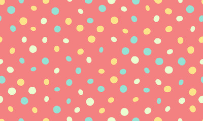 Delightful pastel polka dot pattern.  Perfect for playful designs, cheerful backgrounds, or whimsical textures.  This seamless repeat features handdrawn charm and vibrant color.