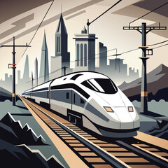 Fototapeta premium High Speed Train Modern Streamlined Locomotive Art