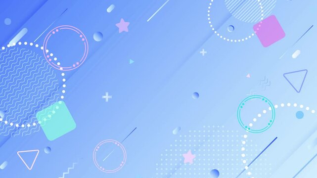 幾何学　抽象的　ループ動画　モーション　おしゃれ　ポップ　爽やか　枠　丸　タイトル　配信　待機画面　Colorful technology geometric abstract motion background.Loop video.