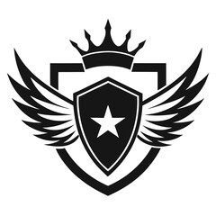 Obraz premium Heraldic Emblem Shield Wings Crown Vector