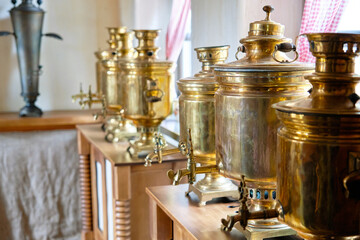 Samovars for making hot drinks in vintage style