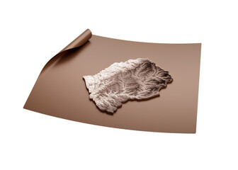 Map Of Lesotho Old Style Brown On Unrolled Map Paper Sheet 3d Illustration