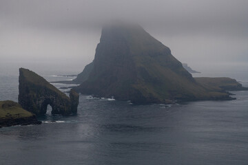 Drangarnir Seastacks Covered in Fog