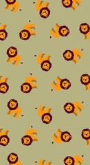 Fototapeta premium male lion seamless pattern