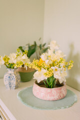 Elegant Floral Arrangement in White Vase Elegant in Pastel Tones