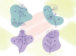 Purple Floral Design on Pastel Watercolor Background