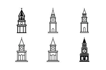 Fototapeta premium Clean Clock Tower Line Vector Art