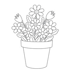 Flower Pot coloring page, coloring book for kids, flower pot isolated vector, flower pot drawing coloring book for children