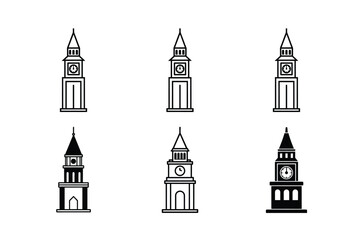Fototapeta premium Elegant Clock Tower Architecture Clipart