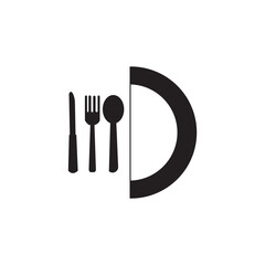 Spoon, knife, fork, palate icon set, Dining silverware Silhouette, cutlery, Vector illustration.