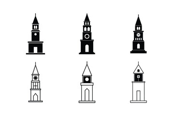 Obraz premium Minimalist Clock Tower Line Art