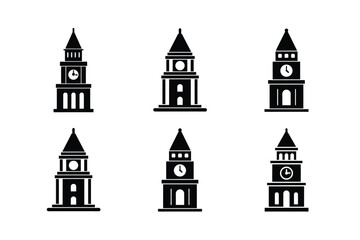 Fototapeta premium Gothic Clock Tower Vector Illustration