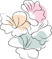 Abstract Line Art Floral Design with Pastel Shapes