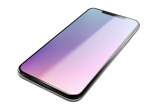 A high tech smart mobile phone featuring edge to edge display and minimal bezels isolated on a white or transparent background. - Powered by Adobe