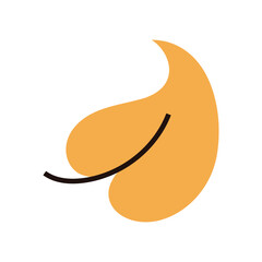 Minimalist yellow autumn falling leaf, simple illustration of natural foliage