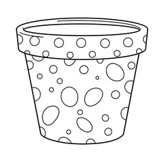 Flower Pot coloring page, coloring book for kids, flower pot isolated vector, flower pot drawing coloring book for children