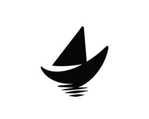 simple boat ship silhouette icon symbol logo design template illustration