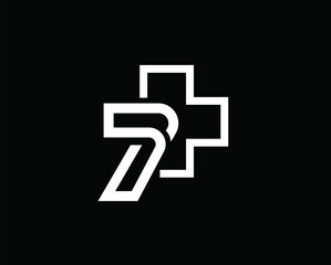seven cross line art health logo icon symbol design template illustration