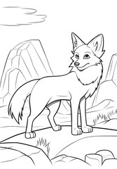 A fox standing in the rocky mountains.