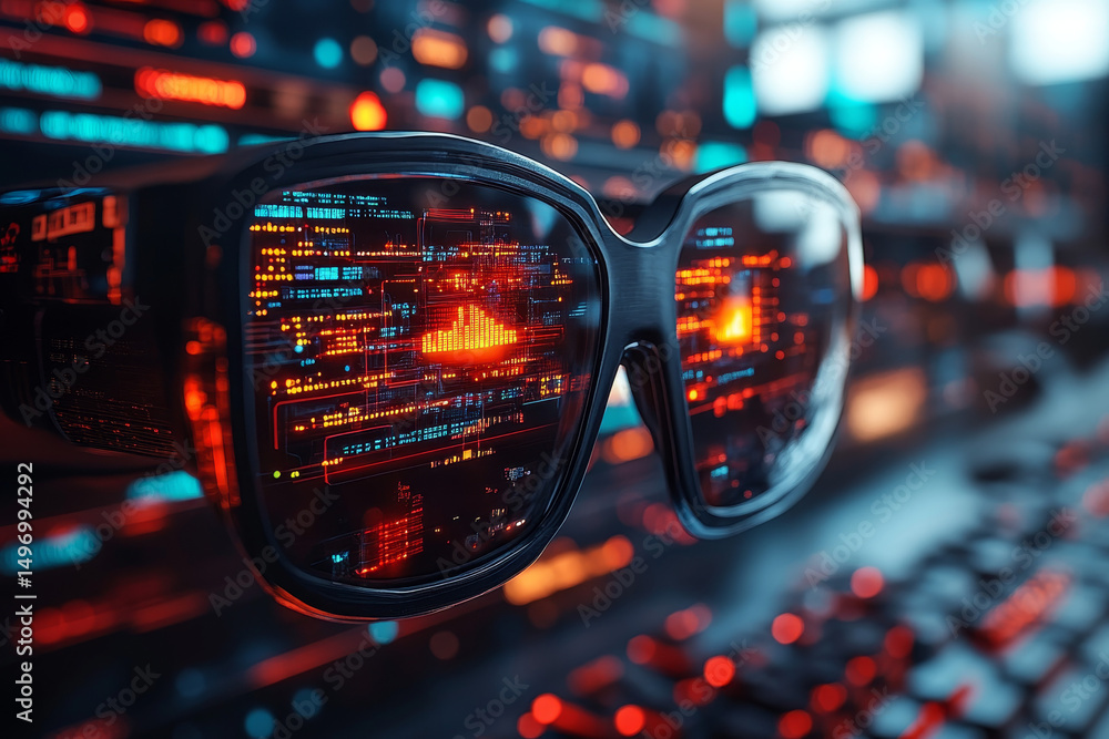 Wall mural futuristic augmented reality glasses displaying data