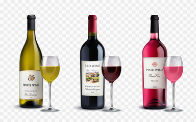 Realistic Luxury Wine Bottle Collection