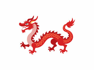 Smiling red Chinese dragon graphic design