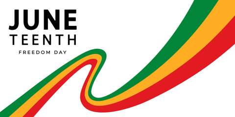 Abstract curved Juneteenth ribbon isolated on a transparent background. Juneteenth banner. June 19. African American history and heritage. Vector illustration