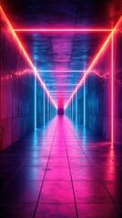 Neon Lights Corridor: A Futuristic Pink and Blue Tunnel