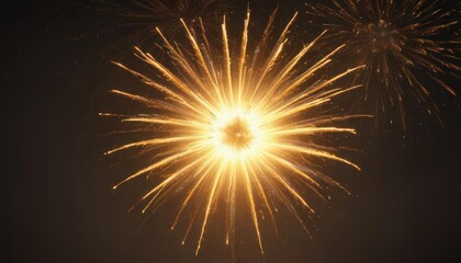 Golden firework burst, vibrant yellow glow, intense blaze,  awesome,  spectacle,  beautiful