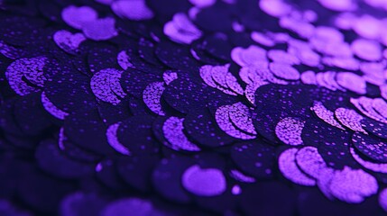 Closeup Purple Sequins Texture Fabric Background