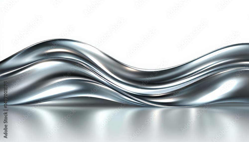 Poster abstract background of elegant silver fluid waves, dynamic flowing shape with soft gradient.