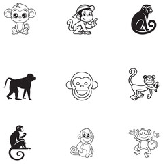 Monkey black white vector image