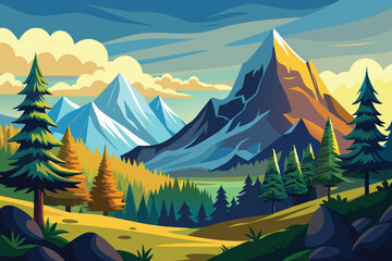Mountain landscape vector illustration