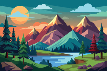Mountain landscape vector illustration