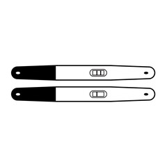 Fototapeta premium Line icon illustration of pregnancy test pack with one and two lines for positive and negative results, for women's health monitoring, isolated on white background