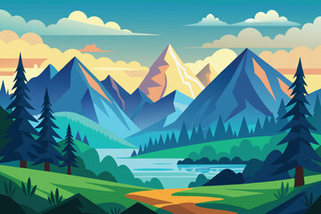 Mountain landscape vector illustration
