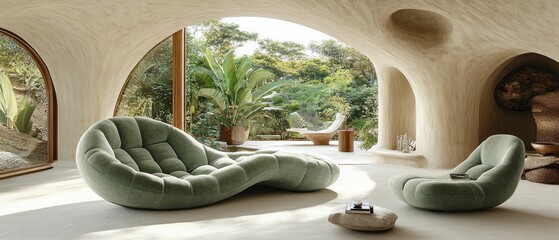 Serene Oasis: Modern Design Meets Lush Greenery