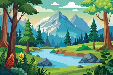 beautiful natural landscape vector illustration