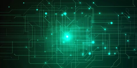 Fototapeta premium Abstract Representation of a Circuit Board with Glowing Nodes